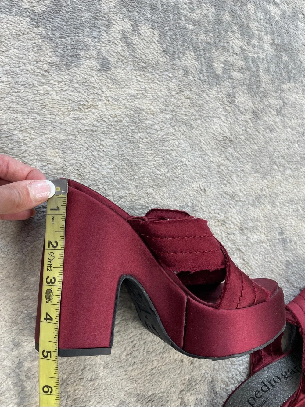 Pedro Garcia Tomasina Platform Sandal Mules Ruby Red Oxblood Satin Sz 36